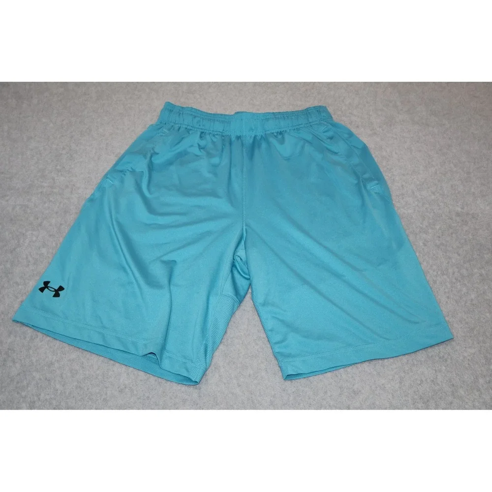 Under Armour Athletic Shorts Mens Medium Teal Blue Loose Fit 9
